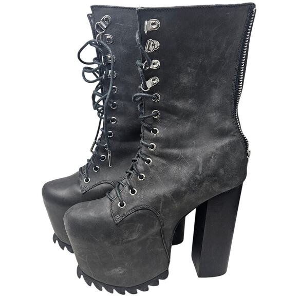 Current Mood Nola Boot 9 Platform Chunky Lace Up Goth Whimsygoth Dolls Kill - Picture 1 of 7